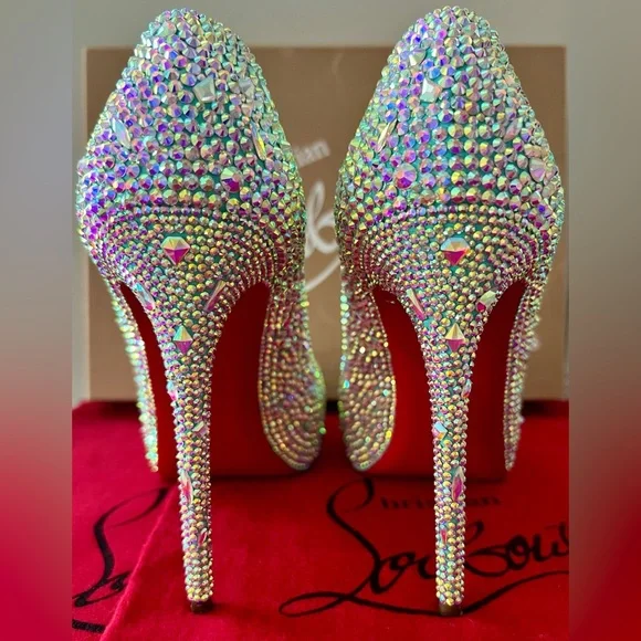 Christian Louboutin Tiffany Blue Swarovski Crystal Heels Prive 120 Size 37 or 7 - Picture 7 of 7